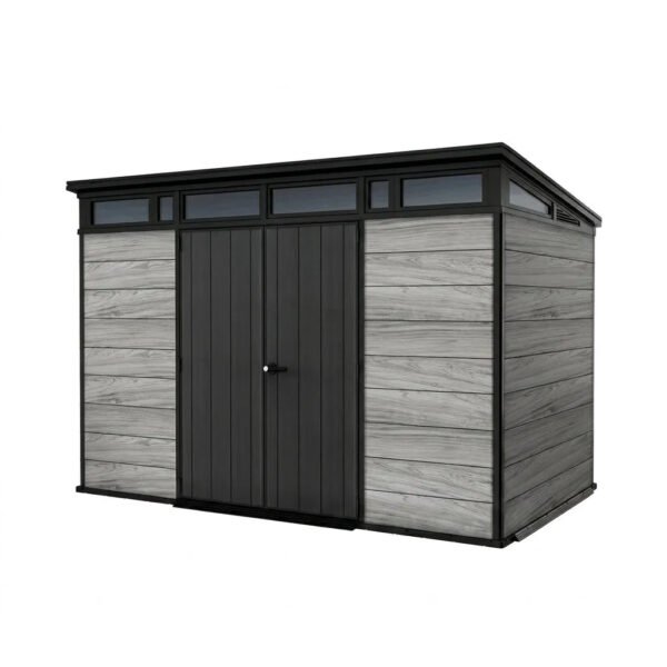 Keter 11x7 Cortina Heavy Duty Plastic Pent Shed Dark Grey