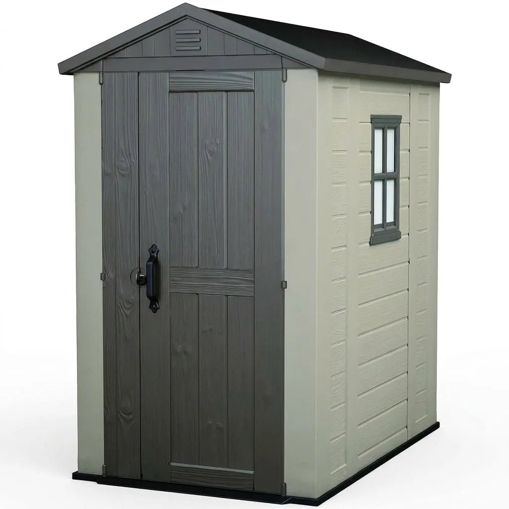 Keter 4x6 Factor Heavy Duty Plastic Garden Shed Beige