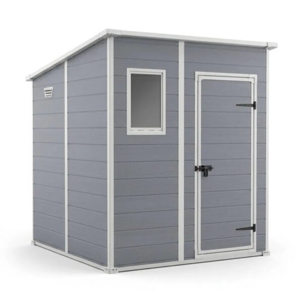 Keter 6x6 Manor Plastic Pent Garden Storage Shed Grey
