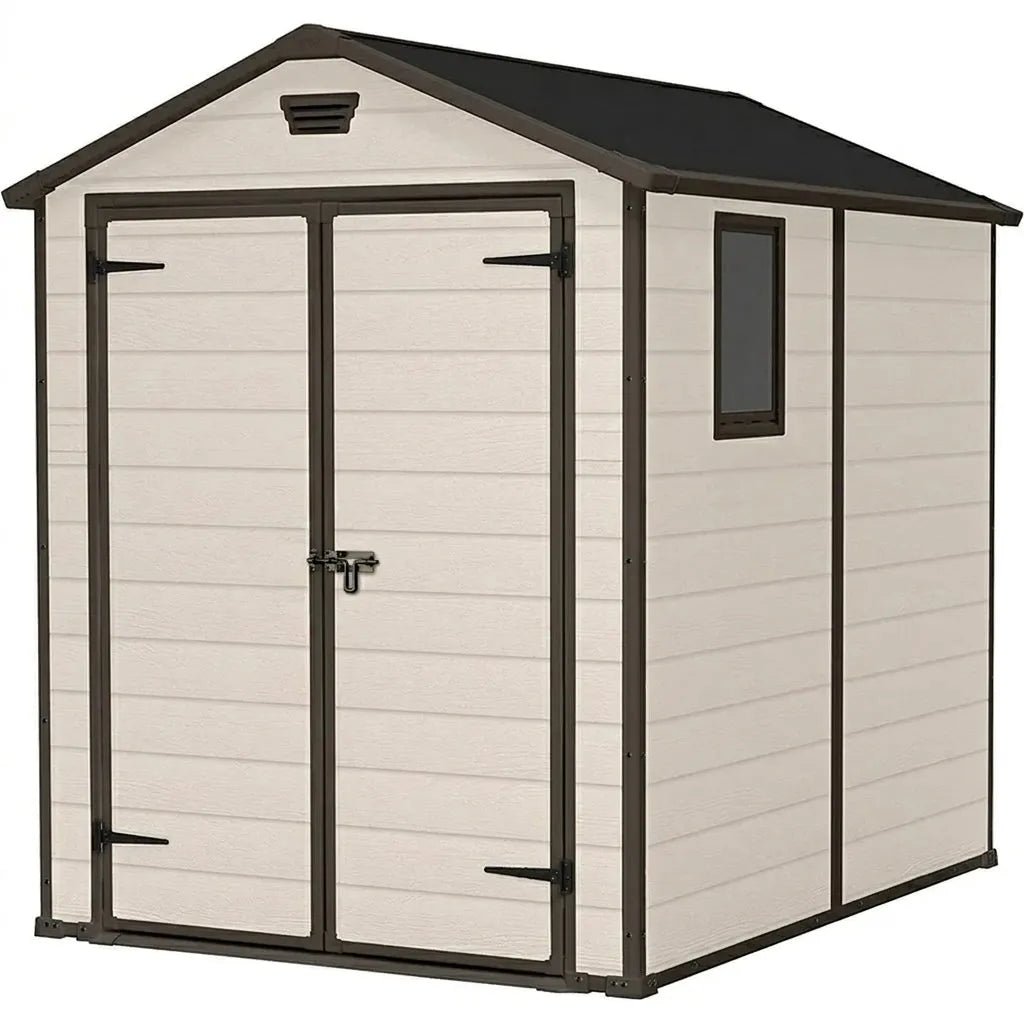 Keter 6x8 Manor Plastic Garden Storage Shed Beige - Image 4