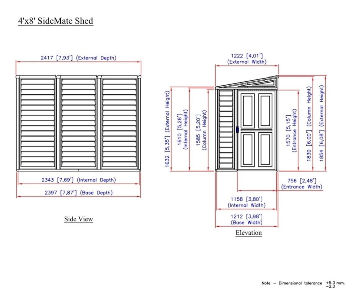 Duramax 4 x 8 ft Lean To Sidemate Plastic Shed - Image 10