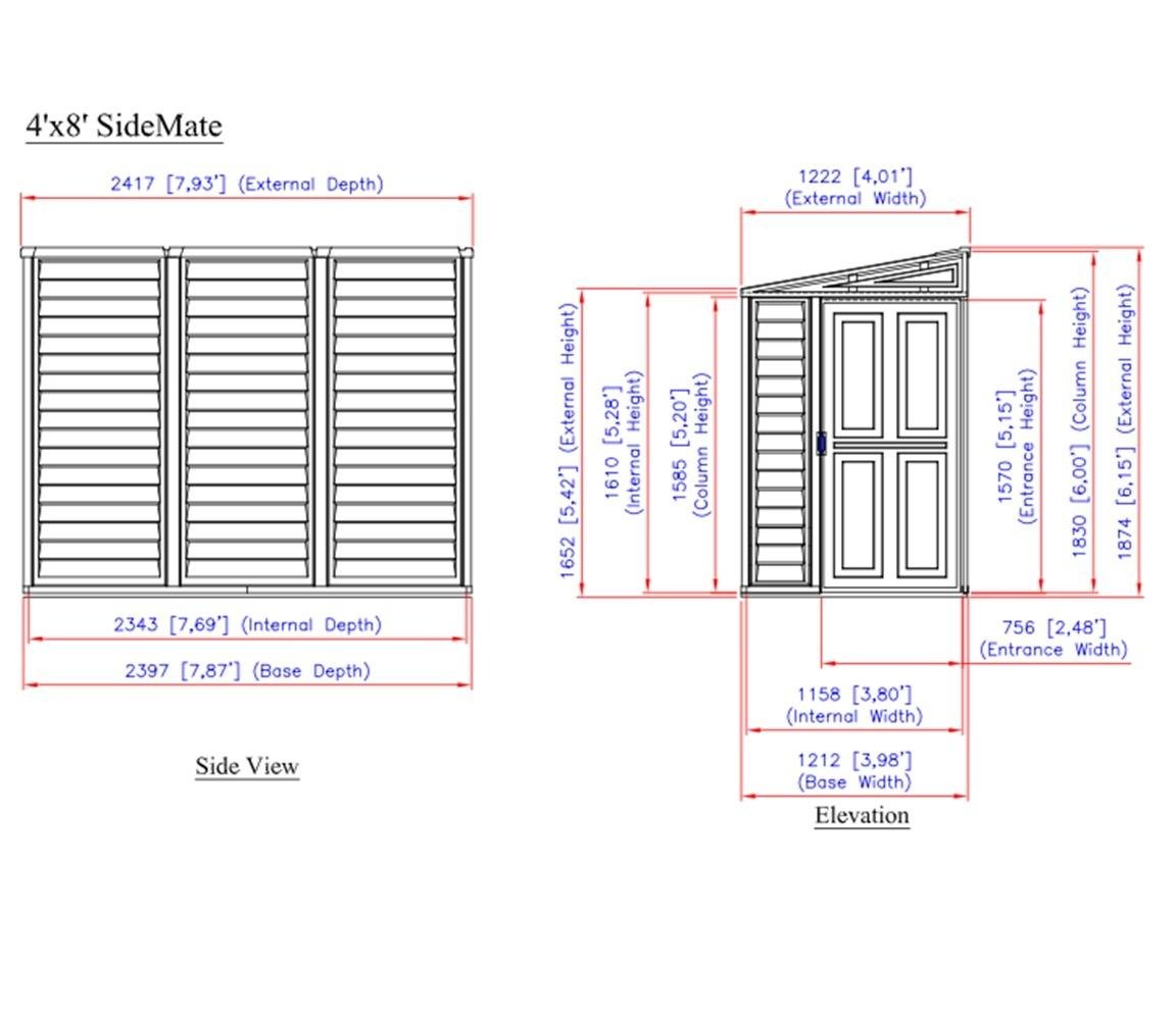 Duramax 4 x 8 ft Lean To Sidemate Plus Plastic Shed - Image 9