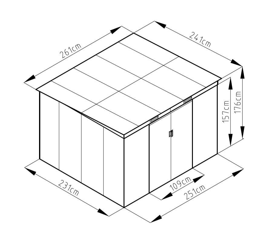 Lotus Sheds Adonis 9 x 8 ft Pent Metal Shed - Image 3