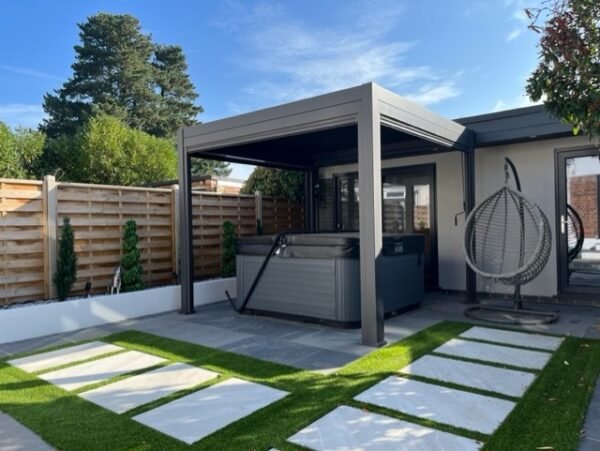 3m x 3m Square Aluminium Louvered Pergola - Grey