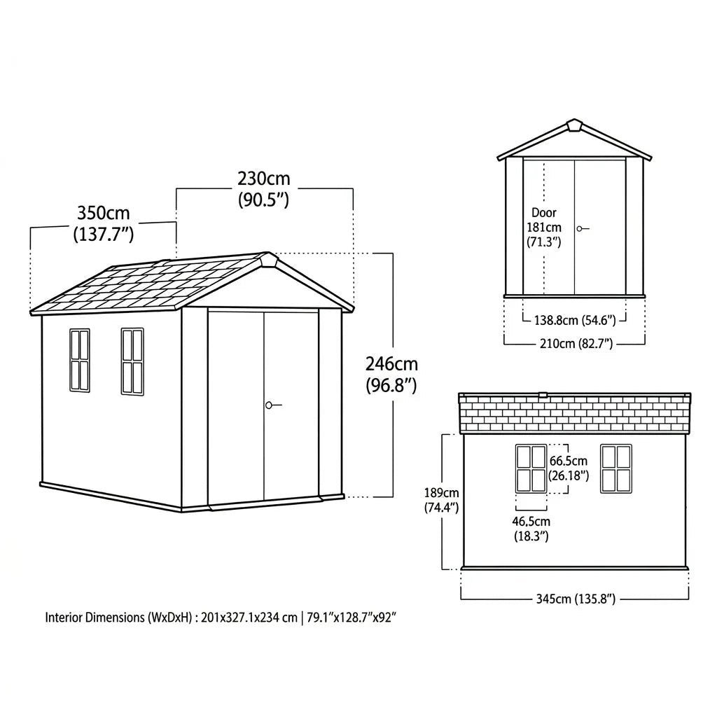 Newton 11’x7.5’ Plus Side Entry Plastic Shed Graphite - Image 5