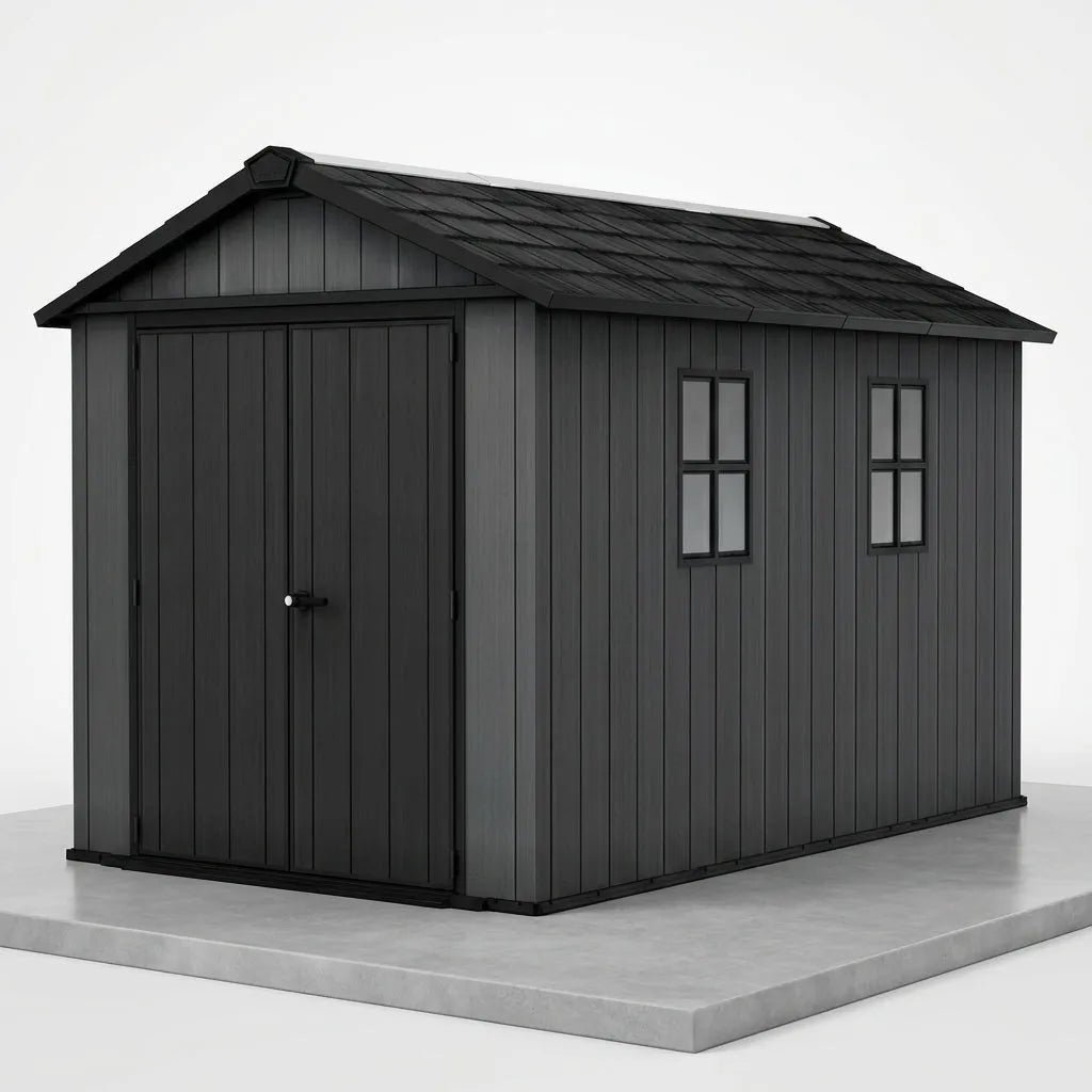 Newton 11’x7.5’ Plus Side Entry Plastic Shed Graphite - Image 6