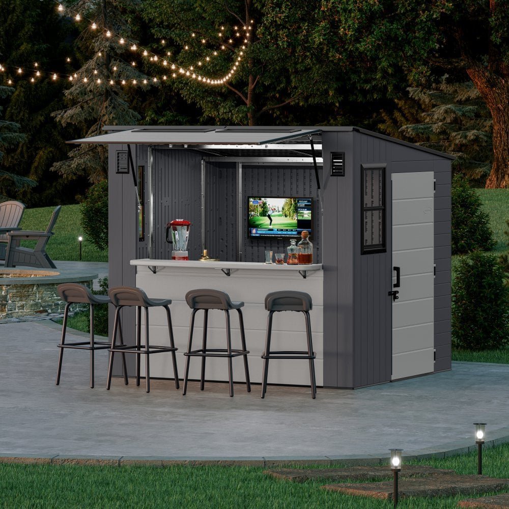 Suncast Cabana Entertainment Shed & Bar 8' x 7' - Cool Grey - Image 3